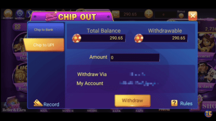 Withdrawal Program In Rummy Holy App